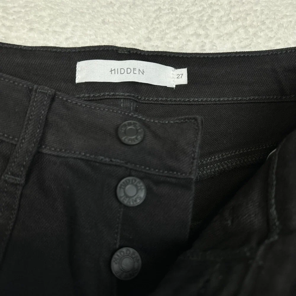 Hidden High Rise‎ Straight Ankle Raw Hem Black Jeans Women's 27